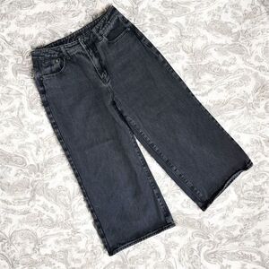 Lazy Oaf LO Black Gray Denim Wide Leg Crop Jean 30”